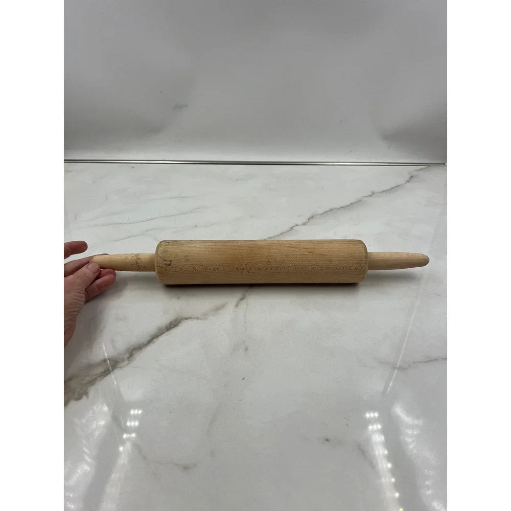 Vintage Solid Wood Rolling Pin 16.5 Inch Classic Kitchen Baking Tool Farmhouse
